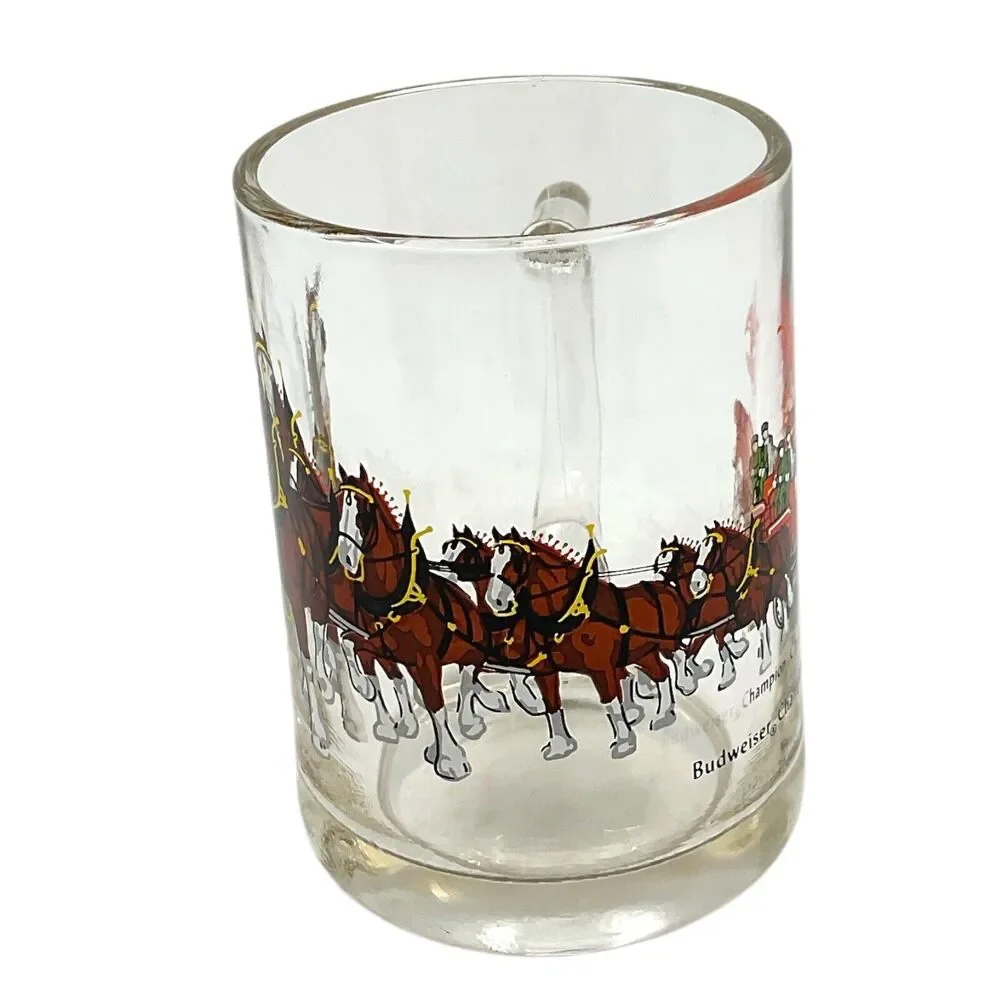 Vintage Budweiser Champion Clydesdales Beer Mug Glass Stein Anheuser Busch‎